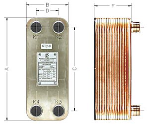 AIC L-Line Brazed Plate Heat Exchangers Dimensional Outline